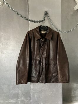 Vintage oversized real leather flying jacket chocolate brown