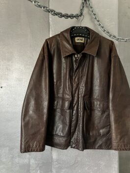 Vintage oversized real leather flying jacket chocolate brown