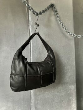 Vintage real leather handbag dark brown