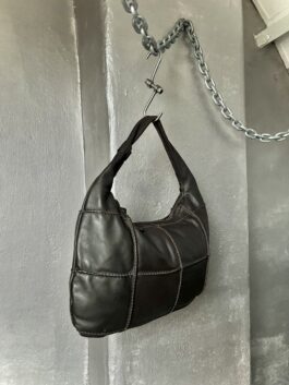 Vintage real leather handbag dark brown