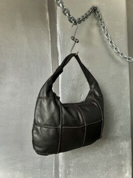 Vintage real leather handbag dark brown