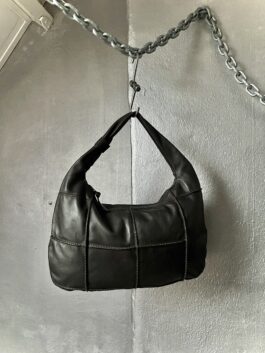 Vintage real leather handbag dark brown