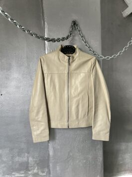 Vintage real leather racing jacket creme