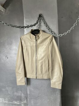 Vintage real leather racing jacket creme