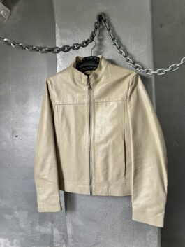 Vintage real leather racing jacket creme