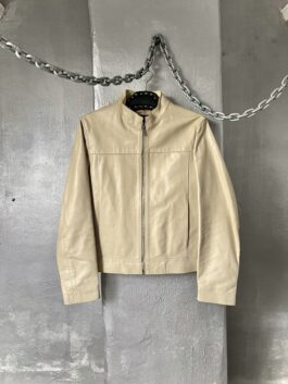 Vintage real leather racing jacket creme