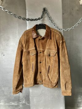 Vintage oversized real leather suede jacket brown