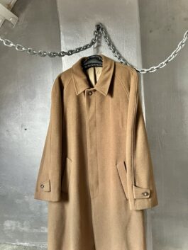 Vintage oversized long cashmere wool coat brown