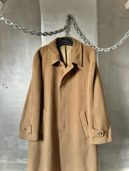 Vintage oversized long cashmere wool coat brown