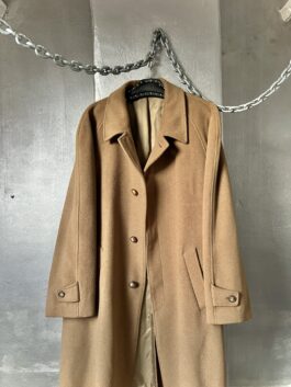 Vintage oversized long cashmere wool coat brown