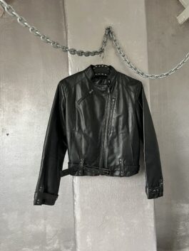 Vintage real leather motorcross racing jacket black