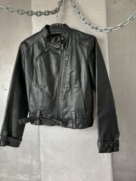 Vintage real leather motorcross racing jacket black