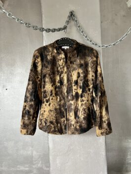 Vintage racing jacket animal print fur brown