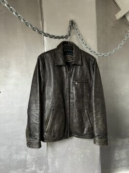 Vintage Chevignon oversized real leather racing jacket washed brown