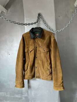 Vintage oversized real leather suede jacket brown