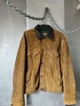 Vintage oversized real leather suede jacket brown