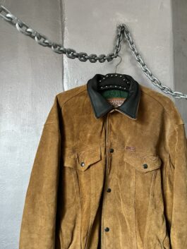 Vintage oversized real leather suede jacket brown