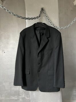 Vintage oversized wool blazer with pinstripe black