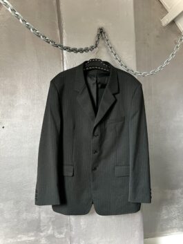 Vintage oversized wool blazer with pinstripe black