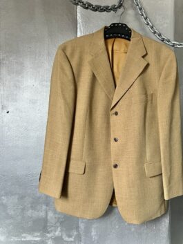 Vintage oversized virgin wool blazer butter yellow