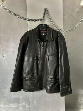 Vintage Bomb Boogie oversized real leather flying jacket washed dark brown