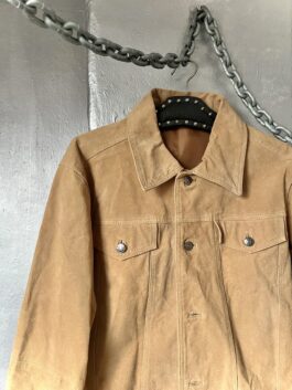 Vintage real leather suede jacket beige