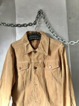 Vintage real leather suede jacket beige