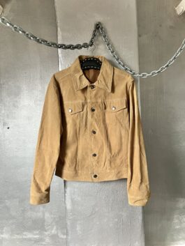 Vintage real leather suede jacket beige