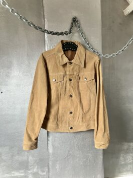 Vintage real leather suede jacket beige