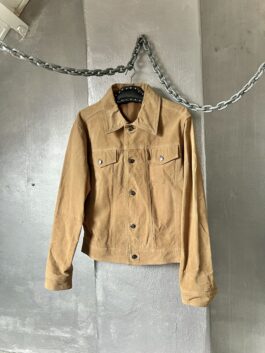 Vintage real leather suede jacket beige