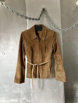 Vintage real leather suede jacket brown