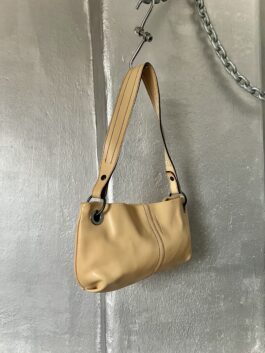 Vintage real leather shoulderbag butter yellow