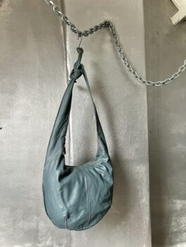 Vintage real leather crossbody bag blue