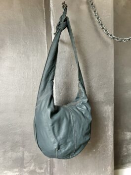 Vintage real leather crossbody bag blue