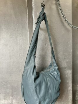 Vintage real leather crossbody bag blue