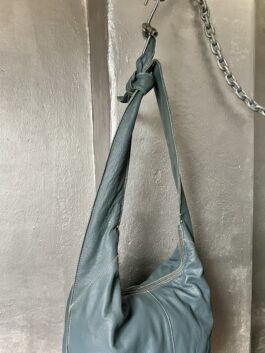 Vintage real leather crossbody bag blue