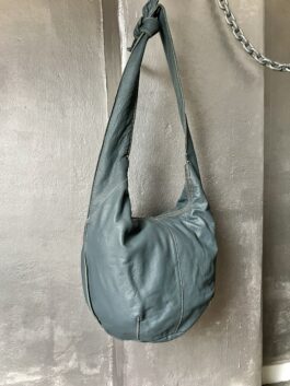 Vintage real leather crossbody bag blue