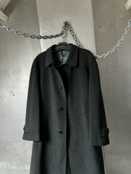 Vintage oversized long cashmere wool coat grey