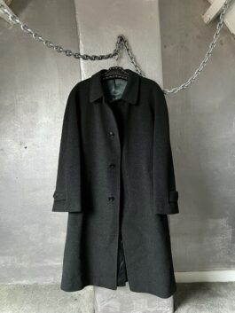 Vintage oversized long cashmere wool coat grey