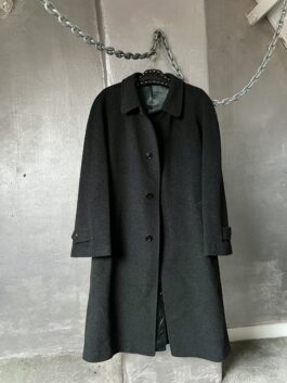 Vintage oversized long cashmere wool coat grey