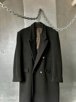 Vintage oversized long wool coat dark brown