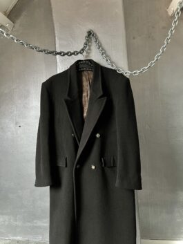 Vintage oversized long wool coat dark brown