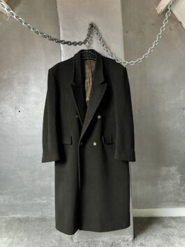 Vintage oversized long wool coat dark brown