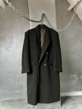 Vintage oversized long wool coat dark brown