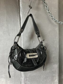 Vintage Guess shoulderbag with silver hardware black