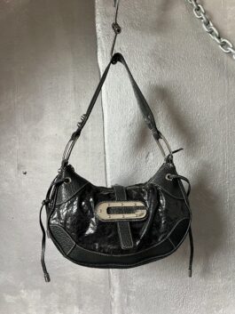 Vintage Guess shoulderbag with silver hardware black