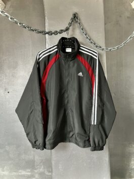 Vintage oversized Adidas vest with zip grey red