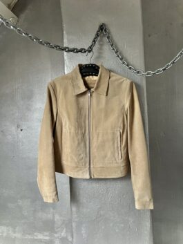 Vintage real leather suede racing jacket beige