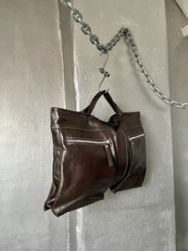 Vintage real leather handbag brown