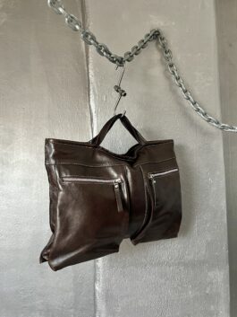 Vintage real leather handbag brown